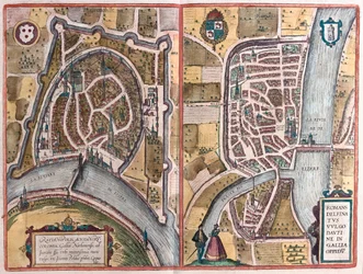 Grenoble - Romans sur Iser, France, dans "Civitates Orbis Terrarum" de Georg Braun, Cologne 1617