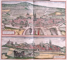 Halberstadt et Quedlinburg, Allemagne - dans "Civitates Orbis Terrarum" de Georg Braun, Cologne 1617