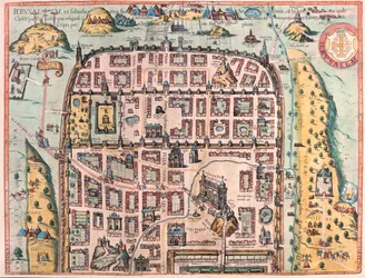 Jérusalem, Israël - dans "Civitates Orbis Terrarum" de Georg Braun, Cologne 1617