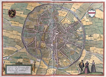 Louvain, Belgique, dans "Civitates Orbis Terrarum" de Georg Braun, Cologne 1617