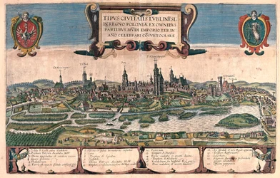 Lublin, Pologne - dans "Civitates Orbis Terrarum" de Georg Braun, Cologne 1617