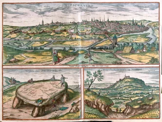 Montpellier, Tours et Poitiers, France - dans "Civitates Orbis Terrarum" de Georg Braun, Cologne 1617