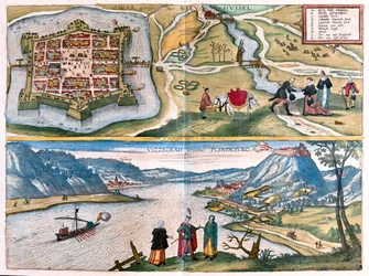 Nové Zamky, Slovaquie - Visegrad, Hongrie - dans "Civitates Orbis Terrarum" de Georg Braun, Cologne 1617