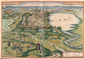 Papa, Hongrie - dans "Civitates Orbis Terrarum" de Georg Braun, Cologne 1617