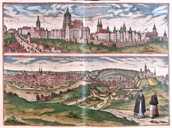 Prague (Bohème), République tchèque - dans "Civitates Orbis Terrarum" de Georg Braun, Cologne 1617