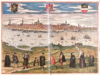 Rostock, Allemagne - dans "Civitates Orbis Terrarum" de Georg Braun, Cologne 1617