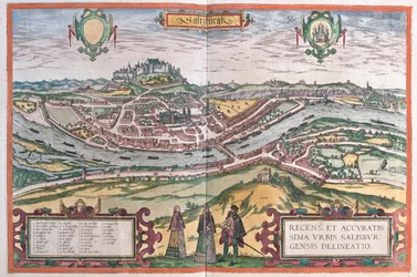 Salzbourg, Allemagne - dans "Civitates Orbis Terrarum" de Georg Braun, Cologne 1617