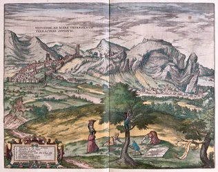 Terracina, Italie - dans "Civitates Orbis Terrarum" de Georg Braun, Cologne 1617