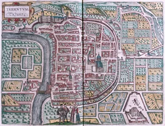 Trente, Italie - dans "Civitates Orbis Terrarum" de Georg Braun, Cologne 1617