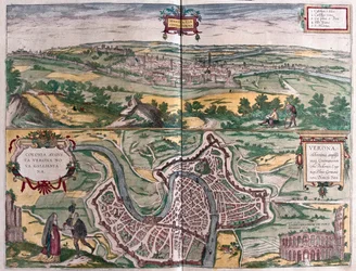 Vérone, Italie - dans "Civitates Orbis Terrarum" de 6 Georg Braun, Cologne 1617