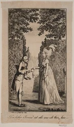 Illustration avec dame et monsieur dans un parc