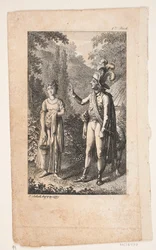 Illustration avec homme et femme dans un paysage