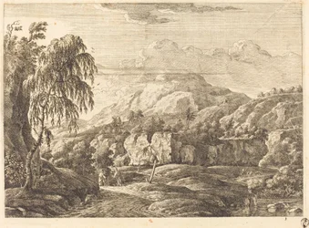 Paysage avec croix et figures