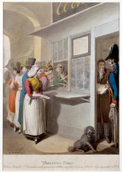 Le publiciste du Palais-Royal. Lithographie de George Emanuel Opitz (1775-1841) XIXe siècle. Paris, Musée Carnavalet
