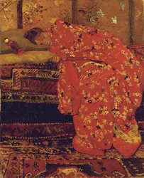 Fille en kimono rouge
