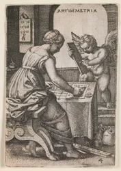 Arithmetria, de la série "Les arts libéraux", vers 1541 (gravure)
