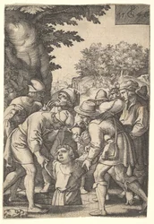 Joseph descendu dans un puits par ses frères, de la série L