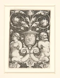 Vase ornemental avec deux figures
