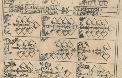 Feuille de cartes à jouer, 1575-1600