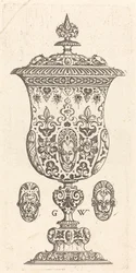 Gobelet avec deux masques sur le couvercle