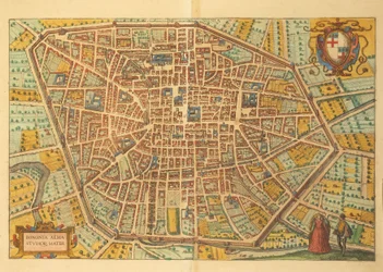 Carte de Bologne de Civitates Orbis Terrarum par Georg Braun