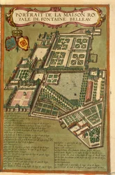 Carte du château de Fontainebleau de Civitates Orbis Terrarum par Georg Braun