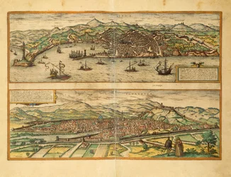 Carte de Gênes et Florence du Civitates Orbis Terrarum par Georg Braun