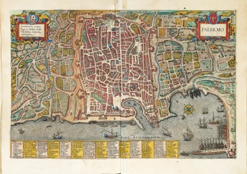 Carte de Palerme du Civitates Orbis Terrarum par Georg Braun