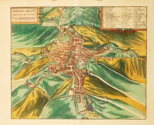 Carte de Pérouse de Civitates Orbis Terrarum par Georg Braun