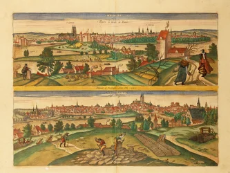 Carte de Tours et Angers du Civitates Orbis Terrarum par Georg Braun
