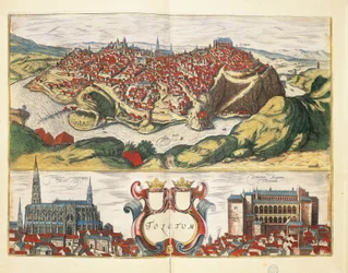Espagne, Tolède, Ville de Tolède du Civitates Orbis Terrarum par Georg Braun et Franz Hogenberg, gravure