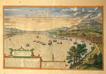 Le détroit de Messine du Civitates Orbis Terrarum par Georg Braun