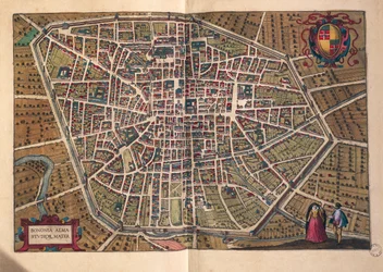 La ville de Bologne, de Civitates Orbis Terrarum par Georg Braun