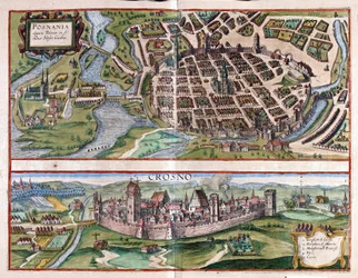 Poznan et Krosno, Pologne (gravure)