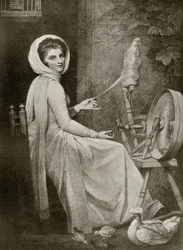 Lady Hamilton en tant que fileuse, gravée par Thomas Cheesman, d