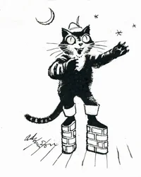 Le Chat botté (sur une plateforme en brique)