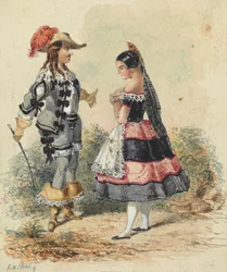 Cavalier et servante en costume espagnol