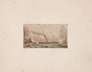 Impression de boîte à aiguilles : La flotte royale dans la baie de Kilkenny, 1850