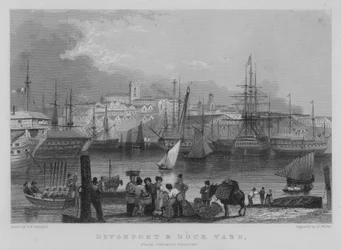 Devonport et chantier naval, depuis Cremill Passage