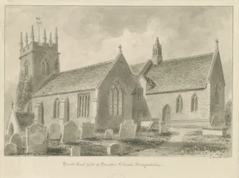 Église de Sandon : dessin sépia, 1841