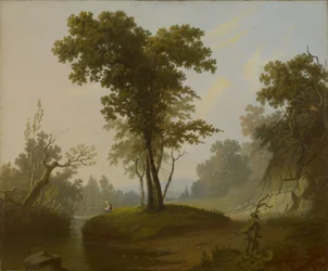 Paysage avec pêcheur