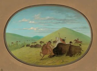 Chasse au bison - Taureaux protégeant les veaux, 1861-1869