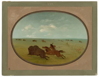 Chasse au bison, Indiens Sioux, Haut Missouri