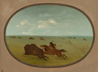 Chasse au bison, Indiens Sioux, Haut Missouri, 1861-1869