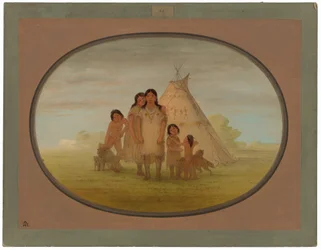 Enfants du chef Camanchee et wigwam