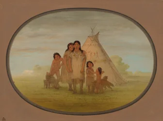 Enfants du chef Camanchee et wigwam