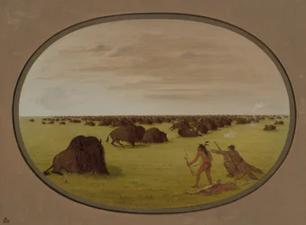 Catlin et Indien attaquant un buffle