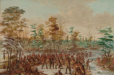 De Tonty demandant la paix dans le village iroquois. 2 janvier 1680, 1847-1848