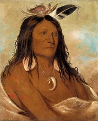 Eé-shah-kó-nee, arc et carquois, premier chef de la tribu
