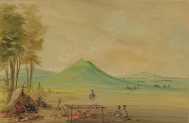 Expédition campée sur une prairie du Texas. Avril 1686